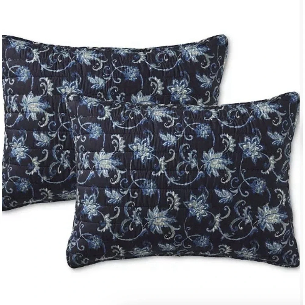 Seventh Studio Vancie Navy Floral‎ 3-Pc. Quilt Set King Size 104X 90 Inches NEW